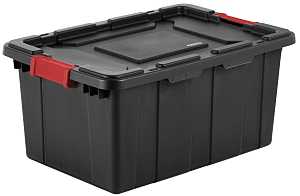 Sterilite 14649006 Industrial Tote, Plastic, Black, 25-3/4 in L, 17-1/4 in W, 11-7/8 in H