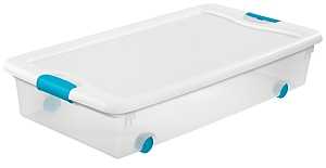 Sterilite 14988004 Latching Box, Plastic, Clear/White, 33-7/8 in L, 18-3/4 in W, 7 in H