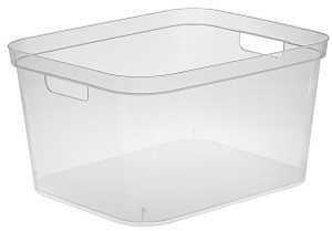 Sterilite 13268606 Tall Storage Bin, 26 qt Capacity, Polypropylene, Clear, 15 in L, 12-1/4 in W, 8-1/4 in H