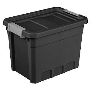 Sterilite 14839006 Stacker Tote, Plastic, Black, 18 in L, 12-5/8 in W, 13-1/4 in H