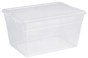 Sterilite 16598008 Storage Box, 56 qt Capacity, Plastic, Clear/White