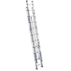 Werner D1520-2 Extension Ladder, 20 ft H Reach, 300 lb, Aluminum