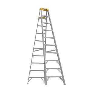 WERNER 310 Step Ladder, 14 ft Max Reach H, 9-Step, 300 lb, Type IA Duty Rating, 3 in D Step, Aluminum, Black