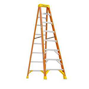 Step - Fiberglass # 6356364 Werner 6200 Series 6208 Step Ladder, 8 ft H, Type IA Duty Rating, Fiberglass/Plastic/Rubber/Steel, 300 lb, 7-Step