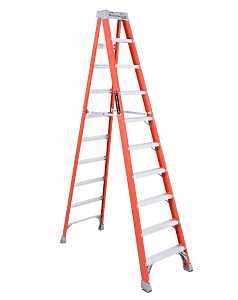 Louisville FS1510 Step Ladder, 10 ft H, Type IA Duty Rating, Fiberglass, 300 lb, 9-Step, 170 in Max Reach
