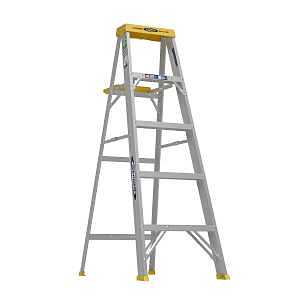 WERNER 355 Step Ladder, 5 ft, 4-Step, 225 lb, Type II Duty Rating, 3 in D Step, Aluminum, Green