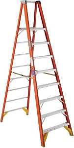 Platform Ladders-Fiberglass # 6568802 Werner P6208 Platform Ladder, 7 ft 8 in Max Standing H, 300 lb, Type IA Duty Rating, 8-Rung, 3 in D Step, Fiberglass