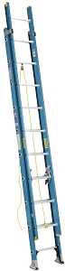 Werner D6020-2 Extension Ladder, 19 ft H Reach, 250 lb, Fiberglass