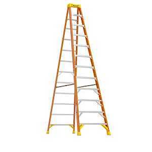 Werner 6212 Step Ladder, 12 ft H, Type IA Duty Rating, Fiberglass, 300 lb, 11-Step, 16 ft Max Reach