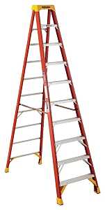 Werner 6210 Step Ladder, 10 ft H, Type IA Duty Rating, Fiberglass, 300 lb, 9-Step, 14 ft Max Reach