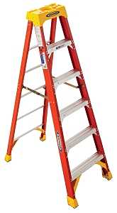 Werner 6206 Step Ladder, 6 ft H, Type IA Duty Rating, Fiberglass, 300 lb, 5 -Step, 10 ft Max Reach