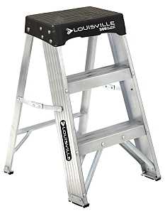 Step - Aluminum # 6966014 Louisville AS3002 Step Ladder, 105 in Max Reach H, 1-Step, 300 lb, Type IA Duty Rating, 3 in D Step, Aluminum