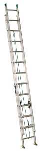 Louisville AE4224PG Extension Ladder, 286 in H Reach, 225 lb, 24-Step, 1-1/2 in D Step, Aluminum