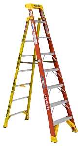 WERNER LEANSAFE L6200 Series L6208 Leaning Ladder, 12 ft Max Reach H, 8-Step, 300 lb, Type IA Duty Rating, 3 in D Step