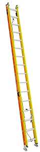 Werner GLIDESAFE T6200-2GS Series T6232-2GS Extension Ladder, 31 ft H Reach, 300 lb, 32-Step, Fiberglass, Orange/Yellow