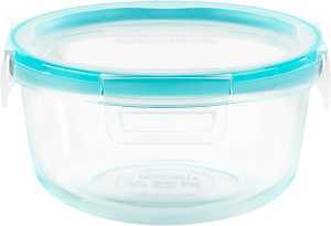 Snapware 1109306 Food Container, 4 Cups Capacity, Glass, 6-1/2 in Dia, 3-1/4 in H
