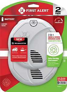 First Alert 1046813 Smoke and Carbon Monoxide Alarm, Alarm: Voice, Electrochemical, Photoelectric Sensor