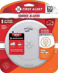 First Alert 1046747 Smoke Alarm with Safety Path Light, Photoelectric Sensor, White